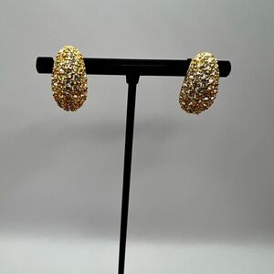 Roman Gold Tone and rhinestones pierced Earrings